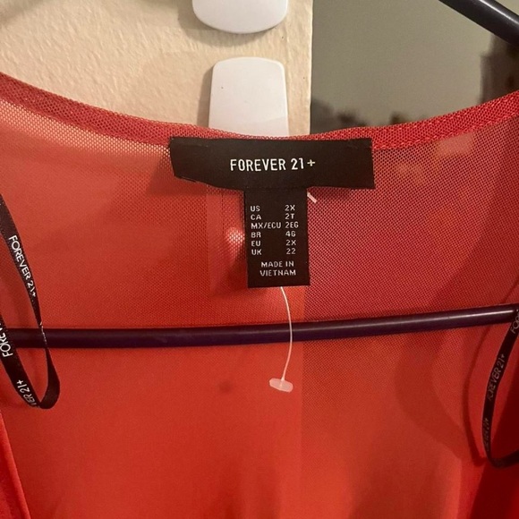Forever 21 Vibrant Red Mesh Top - Picture 2 of 3